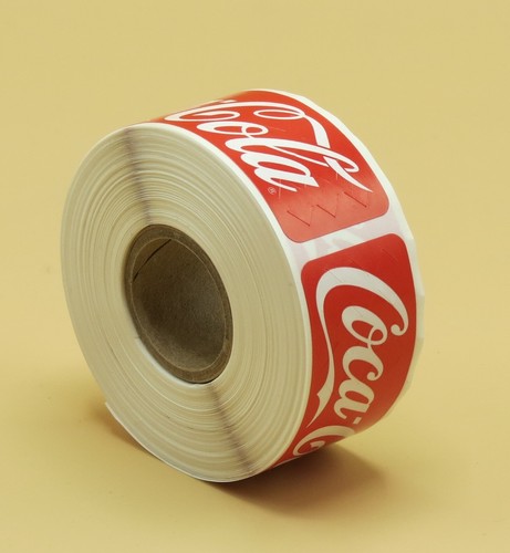 roll of Coca-Cola tamper stickers 500 stickers total, 1 sticker = 1" x 3" - Picture 2 of 5
