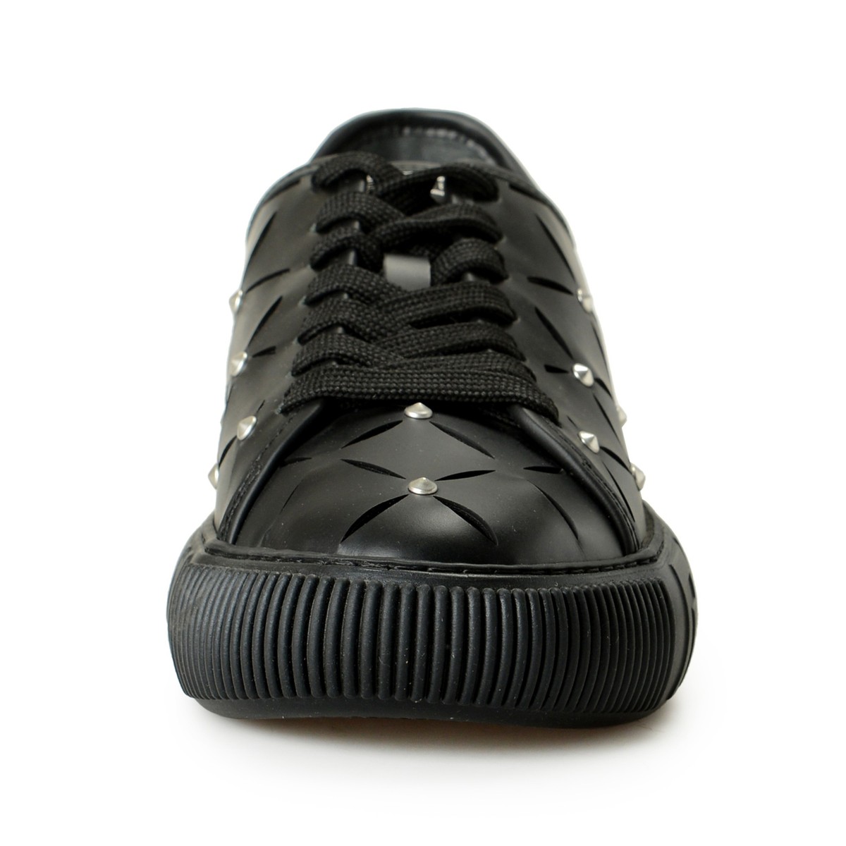 Versace★素敵!Black Perforated Leather Sneakers Versace Men's Black 100% Perforated Leather Sneakers Shoes
