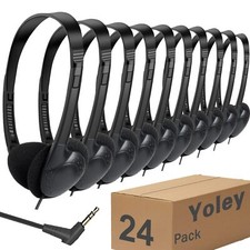 Classroom Headphones Bulk 24 Pack for School Kids Wholesale Adjustable Wired ...
