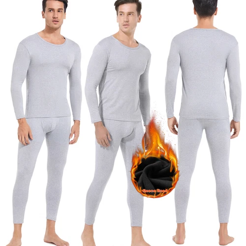 Mens Thermal Long Johns Top Bottom Underwear Trouser TShirt Set Full Sleeve Set - Picture 14 of 34
