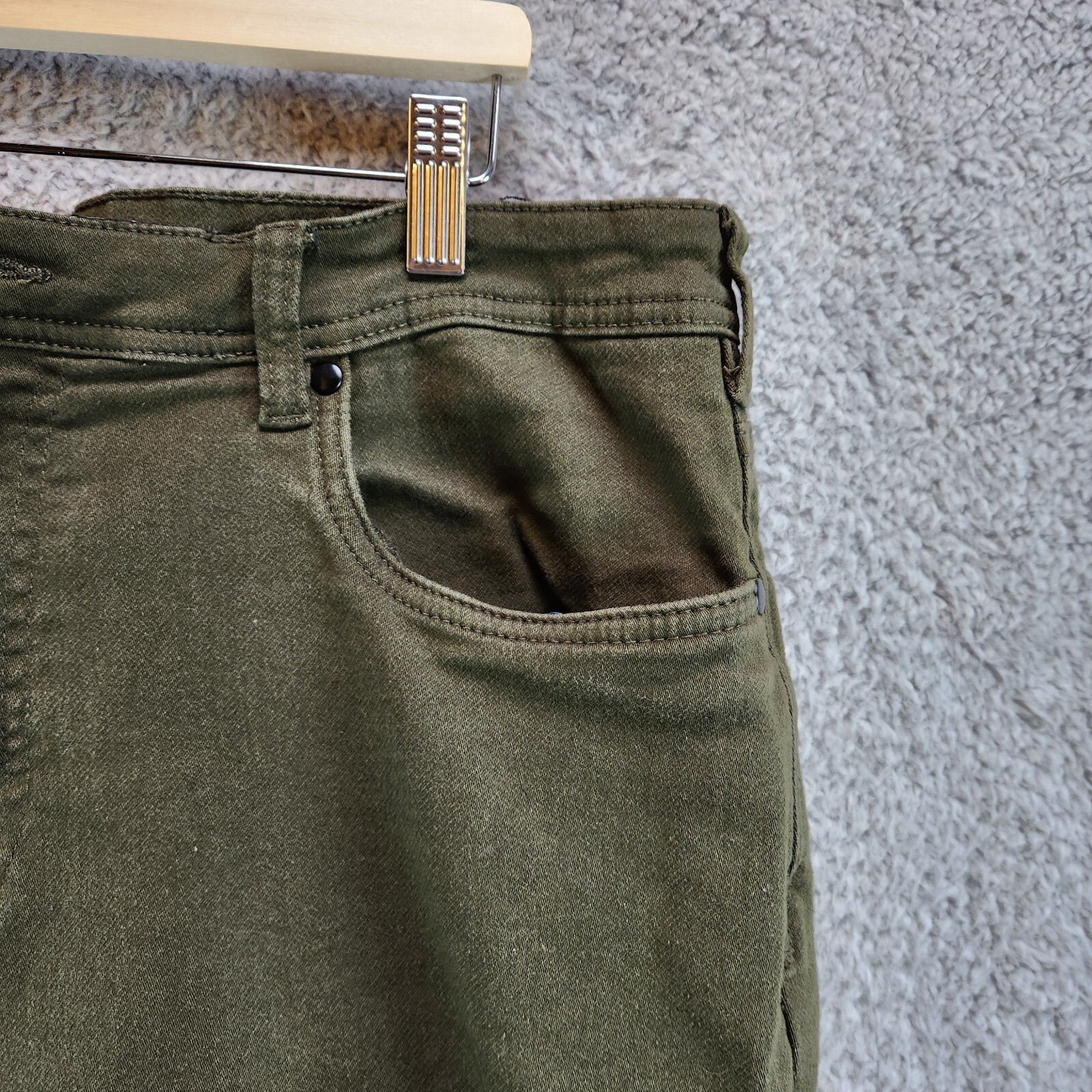 Jachs New York Jeans Men's 34 Green Cotton Stretch Mid-Rise Straight Leg Zip Fly