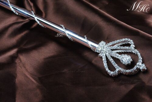 Royal Rhinestone Pageant Bridal Magic Fairy Queen Crown Double Side Scepter Wand - Picture 3 of 8