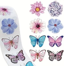 25 Butterfly and Flower Stickers/Scrapbooking/Crafts/Journals/1 inch