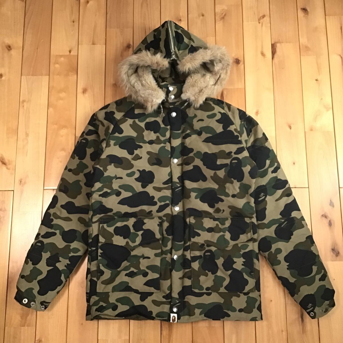 BAPE 1st camo green FUR Down jacket A Bathing Ape Size S | eBay BAPE 1st camo green FUR Down jacket A Bathing Ape Size S | eBay