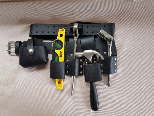 Cintura porta attrezzi in pelle per ponteggi martello con qualità 4 pezzi utensili resistenti - Foto 2 di 9