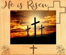He is Risen Laser Engraved Wood Picture Frame Landscape (4 x 6)