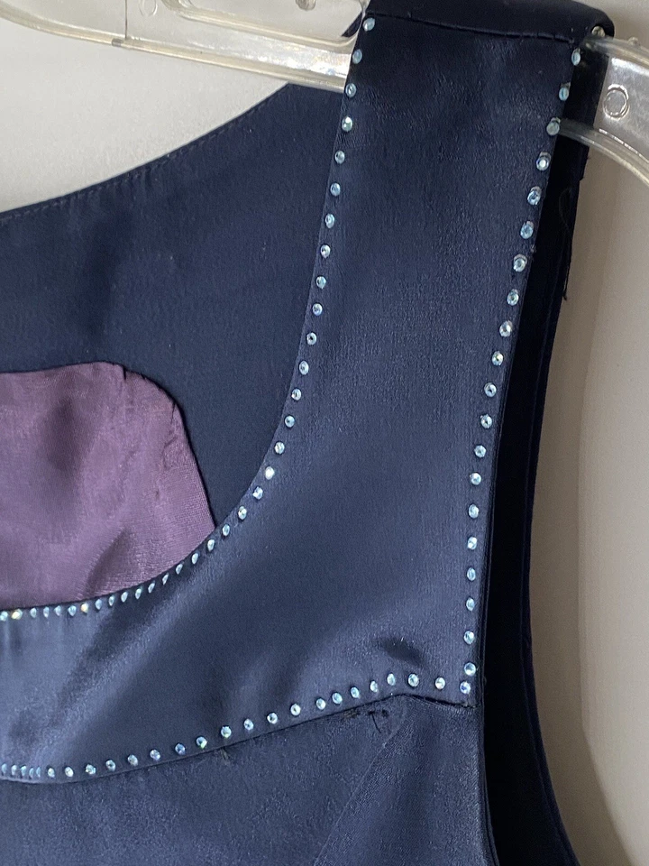 NUEVO Traje Pantalón Alberto Makali Mujer 12 Pantalones y Top Azul Marino Lentejuelas Cachicho Foto 4 de 4