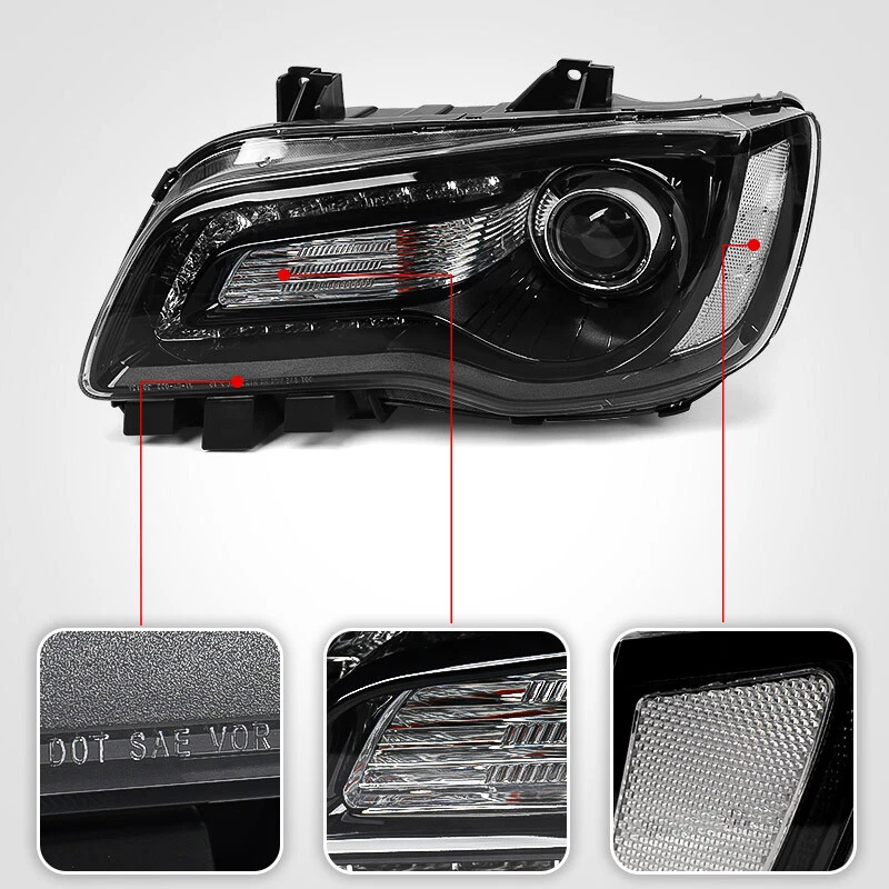 Halogen Projector DRL Headlight For Chrysler 300 2015-2023 Assembly Bulbs Driver Foto 4 de 4