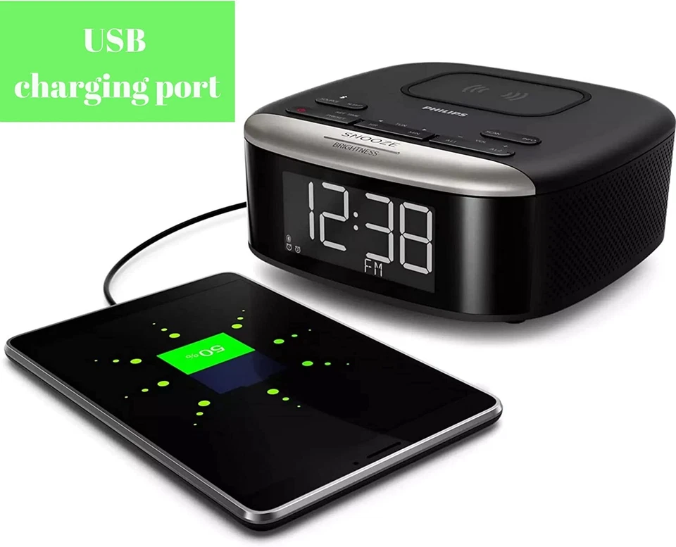 Philips 无线蓝牙数字闹钟 带无线手机充电器 — 第 3/4 张图片