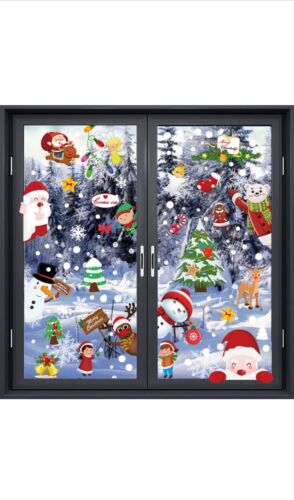 Merry Christmas Window Clings Stickers Double Sided For Glass Window Decorations