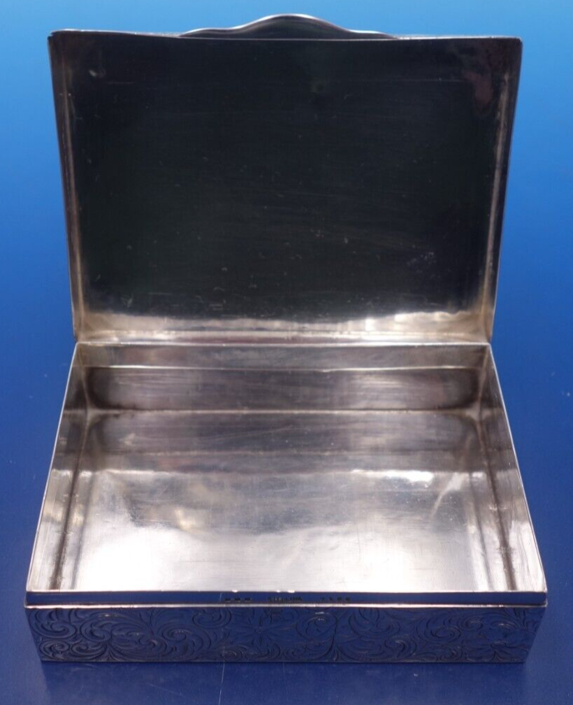 Antique sterling silver trinket cigarette pill box with scrolling