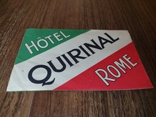 Vtg Hotel Quirinal Rome Paper Label Travel Advertising Authentic