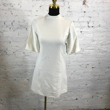 ALICE AND OLIVIA Dress Womens 0 Coley Mock Neck A-line Minidress In Off White