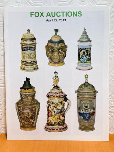 Fox Auctions Auction Catalogue Price Guide Beer Steins Plates April 27 2013