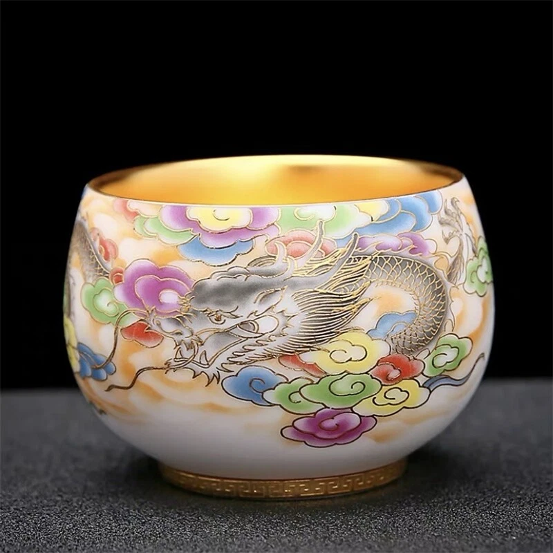 Taza de té dorada pintada a mano taza maestra de porcelana de jade cordero graso 190 ml Foto 2 de 4
