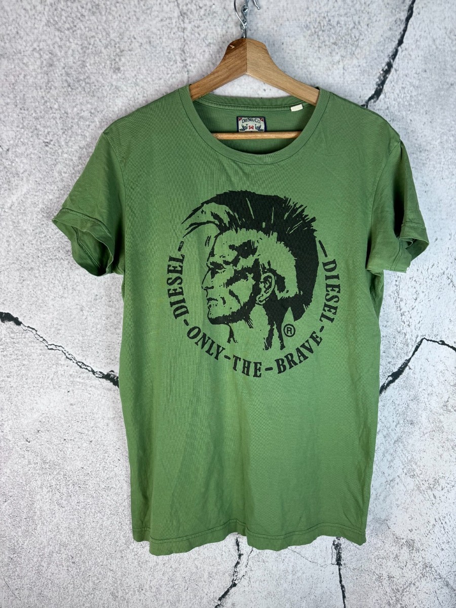 Vintage Diesel S only the brave military army green shirt | eBay
