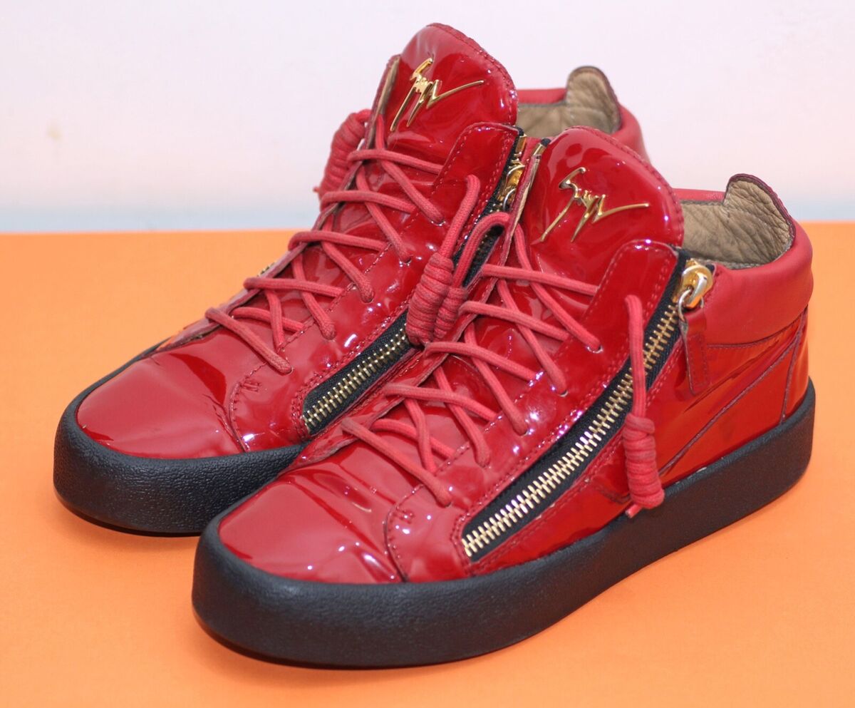Giuseppe Zanotti Kriss Mid Top Men's Sneakers Red Patent Giuseppe Zanotti Kriss Mid Top Men's Sneakers Red Patent