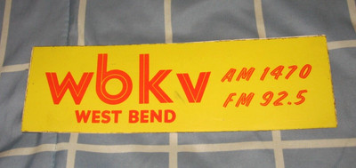 Rare Vtg Unused Bumper Sticker WBKV AM 1470 FM 92.5 West Bend Wisconsin Radio