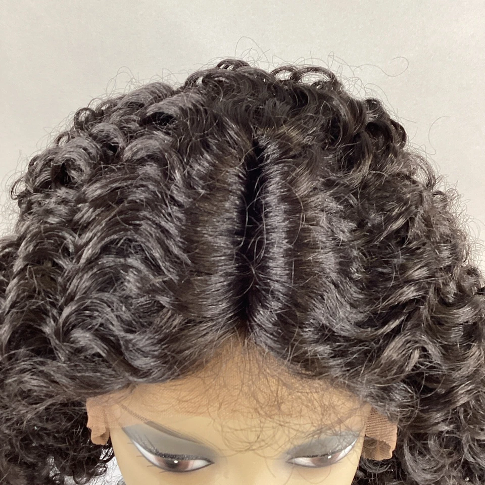 Peluca delantera de encaje sintético marrón oscuro Shay Short Curly #2 Foto 3 de 4