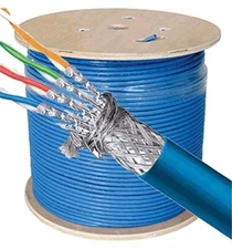 500FT CAT7 SFTP Ethernet Cable – 23AWG Solid Bare Copper, Bulk Spool, Blue