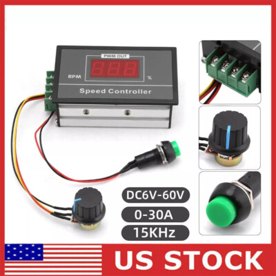 New DC Motor  Speed Controller PWM Control Start Stop Switch 12V 24V 36V 48V 30A