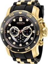 Invicta Pro Diver SCUBA Men's 48mm Gold Dial Stainless Chronograph Watch 37228