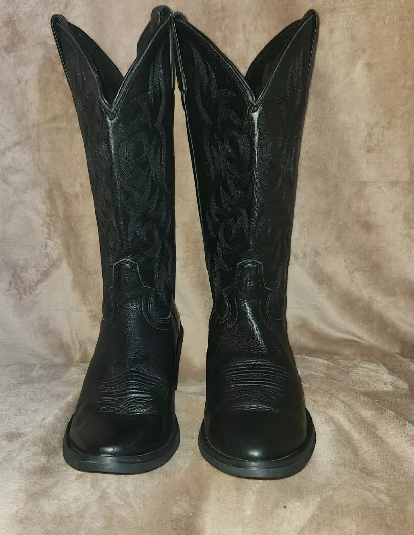 Justin Stampede 13″ Black Deercow Cowboy Boots, Style # 2553 | eBay