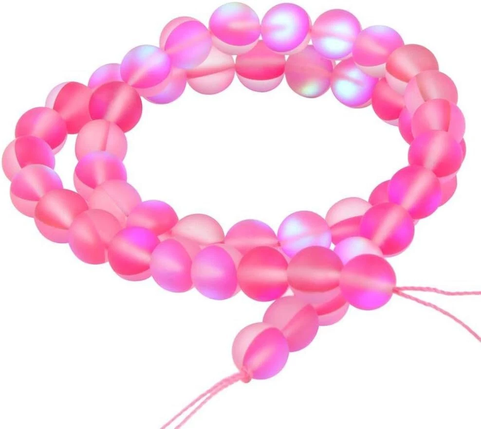 Matte Aurora Crystal Glass Beads Gemstone 10MM Pink Frosted 10mm 