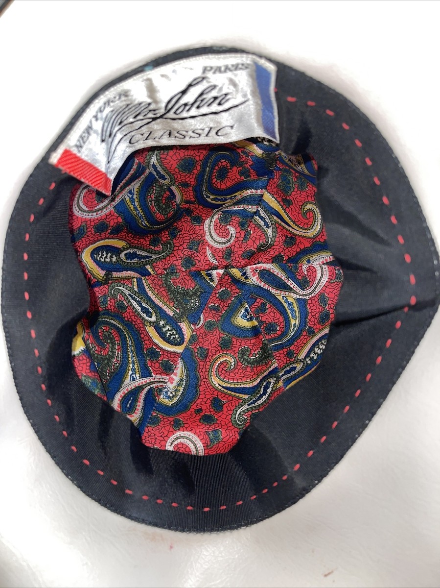 VINTAGE MR.JOHN HAT CLOCHE BUCKET HAT BLACK VELVET /WHITE 