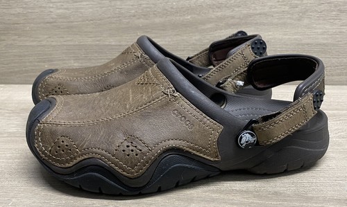 Crocs Swiftwater Mens 8 Brown Leather 