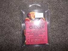 Dice Set 10 Ten Sided Dice Set CHX 26250 Red-Yellow w/Silver