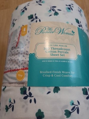 NWT The Pioneer Woman Calico Floral Medallion King Sheet Set 300TC Cotton