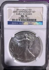 2011 SILVER AMERICAN EAGLE - $1 - 25th Anniversary - Early Releases - NGC MS70