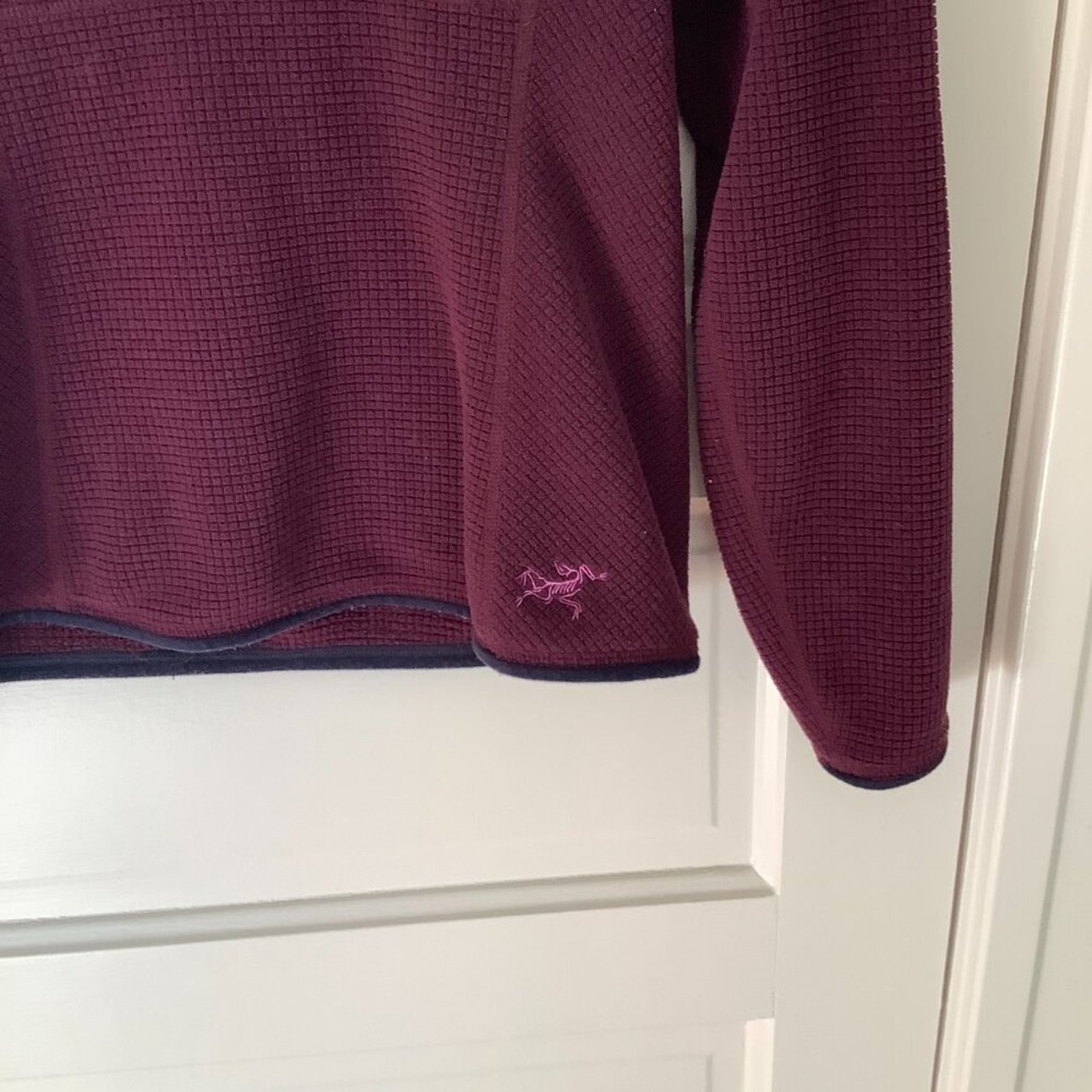 Arc'teryx donna mezza zip giacca pullover pile taglia media bordeaux viola