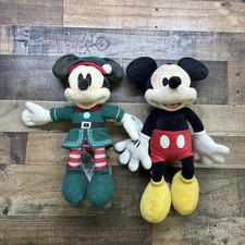 Disney Mickey Mouse Plush Lot of 2 Christmas Holiday Elf 2024 and Regular Outfit