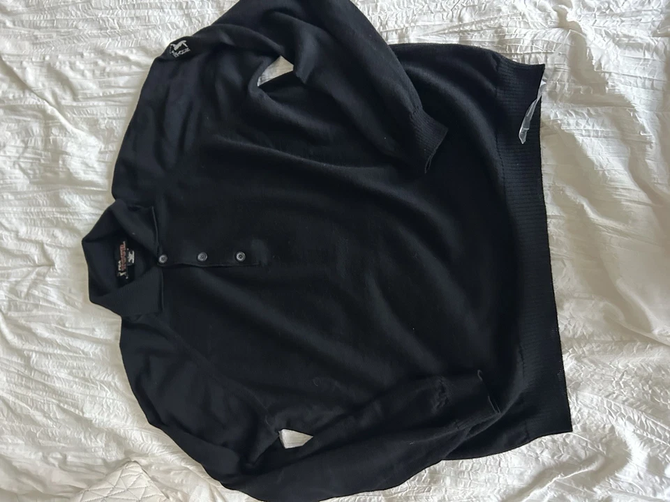 复古 PGA 巡回赛黑色 Polo 毛衣美利奴羊毛意大利完好高尔夫永不磨损学院风 — 第 2/4 张图片