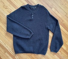 Vintage 90s Bill Blass Textured Knit Sweater Dark Blue Mens X Made In USA