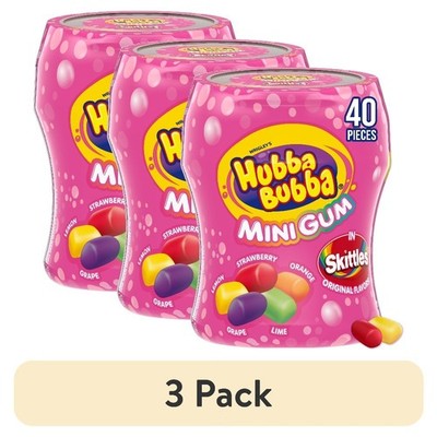 Minis Skittles Flavored Bubble Gum 40 Piece Resealable Bottle 3 Pack