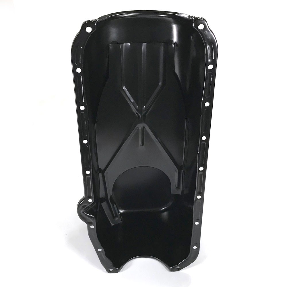 Bandit Engine Oil Pan 9005BK; Black Steel, Stock, 2pc Main, Drivers Side for SBC