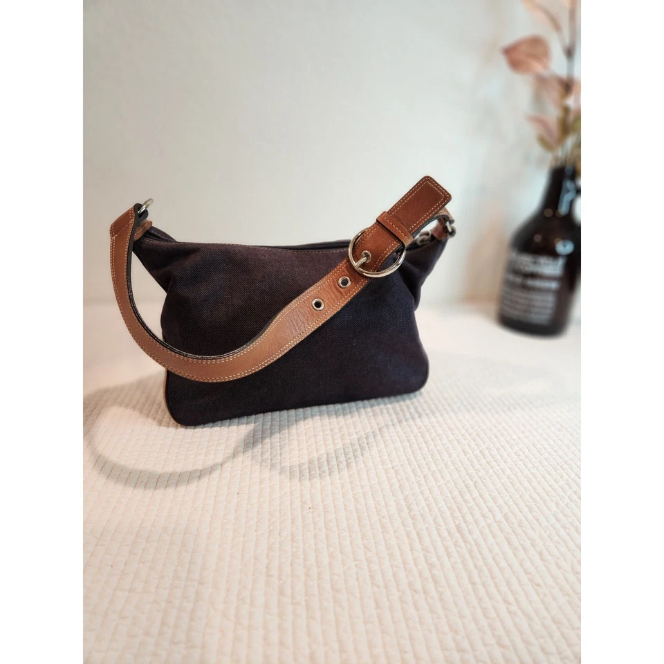 Ann Taylor Canvas & Leather Shoulder Bag Brown Paisley Lined Handbag Boho Chic - Image 2 of 4