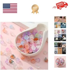 100pcs Glass Bellflower Beads for Jewelry Making Mixed Color Trumpet Flower B...