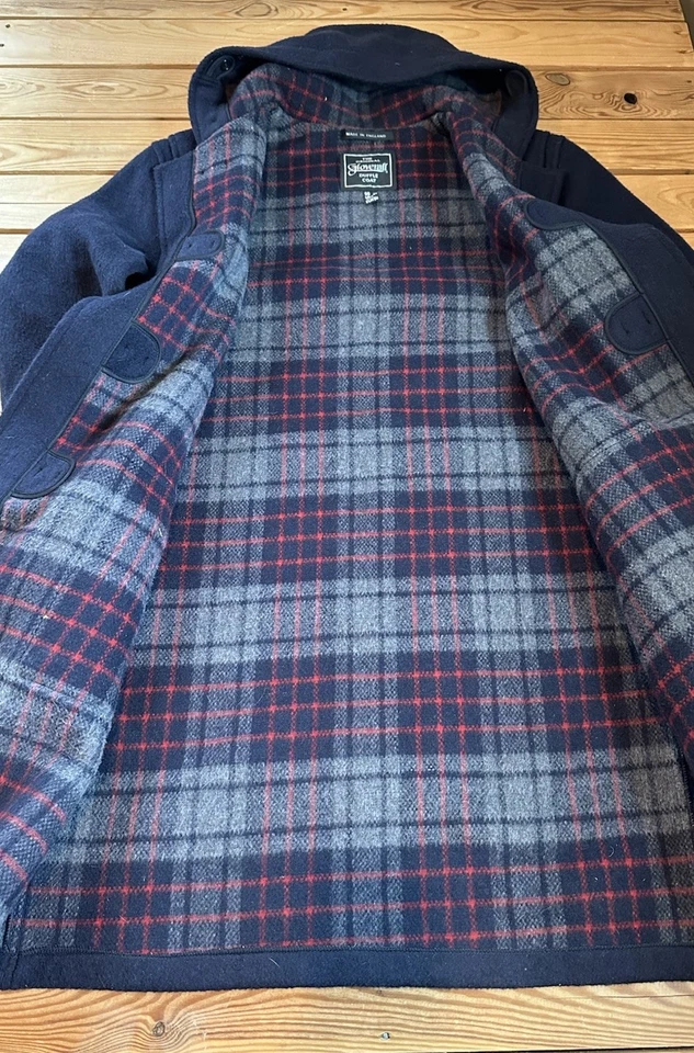 De Colección Gloverall Abrigo de Lona Para Hombre’s Toggle Capucha Lana PeaCoat Chaqueta Talla 44 Azul Marino G7 Foto 4 de 4