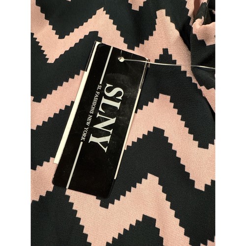 SLNY Chevron Sleeveless Casual Dress Elastic Waist Pink Black 16 Zip Pocktes NEW - Picture 7 of 16