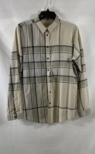 Burberry Brit Men's Beige Plaid Long Sleeve Button Down Shirt Sz L