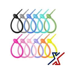 25-pcs 4-1/2" Assorted Colors Reusable Silicone Ties, FDA Food Grade by X1Tools