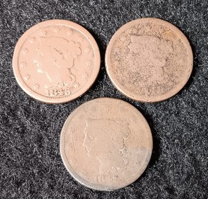 3- Braided Hair Large Cents. 1842, 1846, 1848. Pictures Of Actual Coins. 