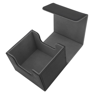 Gray Inside Card Storage Box Multipurpose Large Capacity Flip Side Insert PU Lea