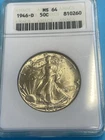 1946-D 50C Walking Liberty Half Dollar ANACS MS64 Old Soap Box Holder