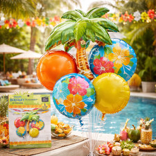 Tropical 5pc Balloon Bouquet &ndash; Palm Tree Party Decorations