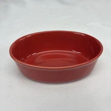 Temp-Tations Ovenware Stoneware 7" x 5" Oval Mini Baking Dish BRIGHT RED MINT